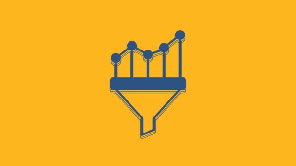 Blue Sales Funnel Chart Marketing Startup Business Icon Isolated Orange — Wideo stockowe