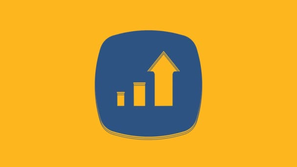 Blue Financial Growth Increase Icon Isolated Orange Background Increasing Revenue — Stockvideo