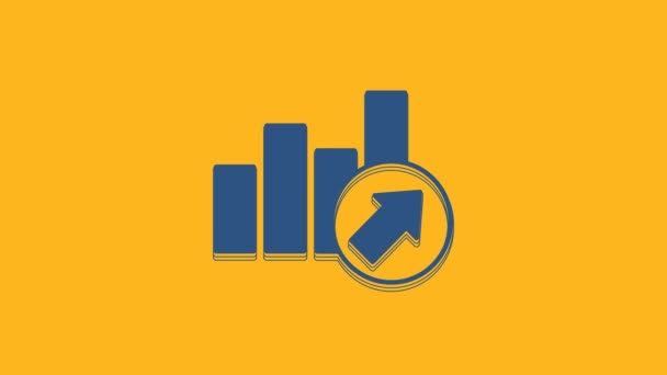 Blue Financial Growth Increase Icon Isolated Orange Background Increasing Revenue — Vídeo de Stock