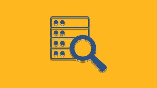 Blue Server Data Web Hosting Icon Isolated Orange Background Video — Stockvideo