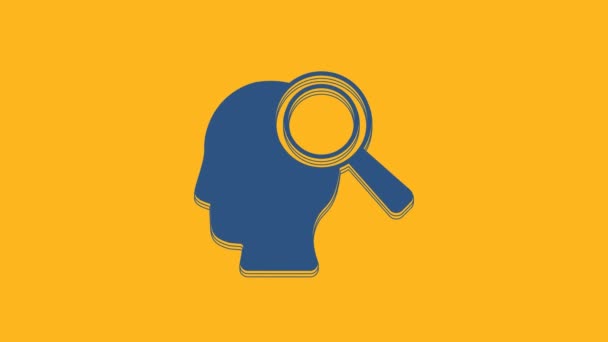 Blue Magnifying Glass Search People Icon Isolated Orange Background Recruitment — Vídeo de Stock