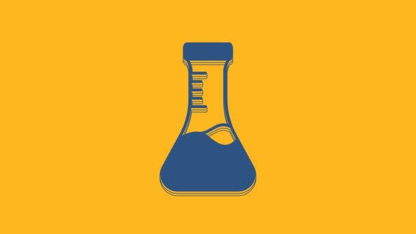 Blue Test Tube Flask Chemical Laboratory Test Icon Isolated Orange — Stock video
