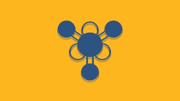 Blue Molecule Icon Isolated Orange Background Structure Molecules Chemistry Science — Stock videók