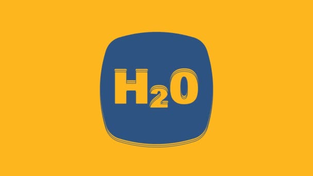 水の青色化学式は オレンジの背景に単離されたH2O形のアイコンをドロップします 4Kビデオモーショングラフィックアニメーション — ストック動画