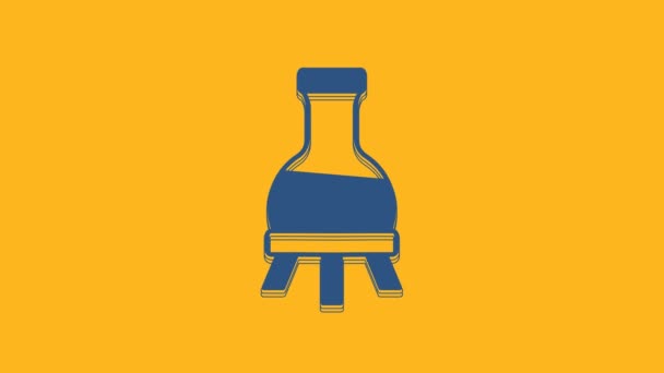 Blue Test Tube Flask Chemical Laboratory Test Icon Isolated Orange — ストック動画