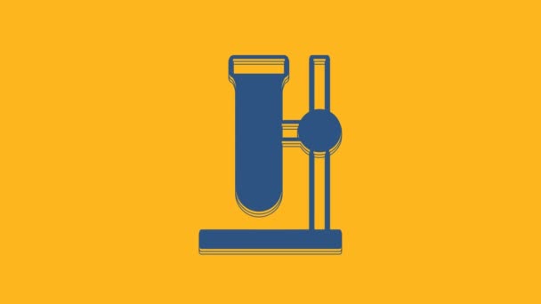 Blue Glass Test Tube Flask Stand Icon Isolated Orange Background — Wideo stockowe