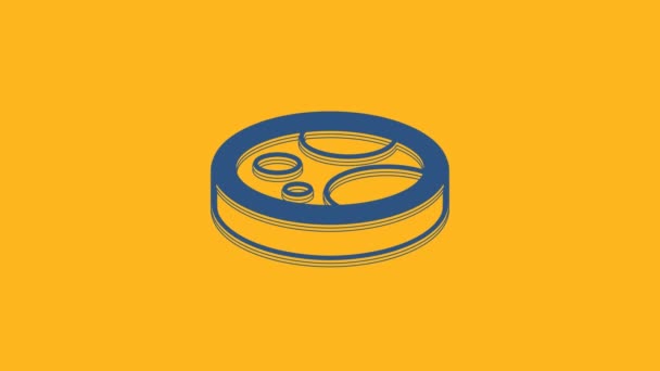 Piatto Blu Petri Con Icona Batterica Isolata Fondo Arancione Animazione — Video Stock