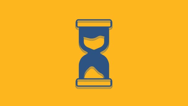 Blue Old Hourglass Flowing Sand Icon Isolated Orange Background Sand — Stockvideo