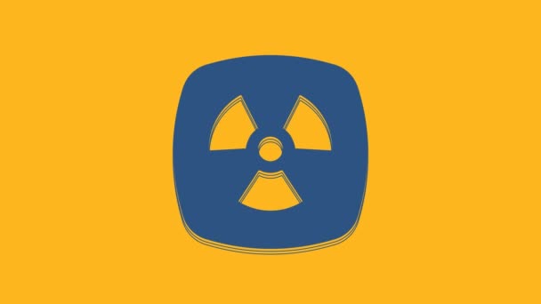 Blue Radioactive Icon Isolated Orange Background Radioactive Toxic Symbol Radiation — Stockvideo