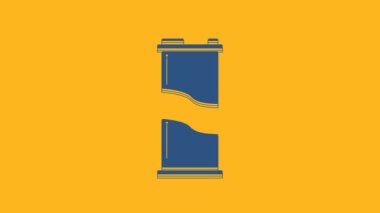Blue Soda can icon isolated on orange background. 4K Video motion graphic animation.