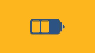 Blue Battery charge level indicator icon isolated on orange background. 4K Video motion graphic animation.