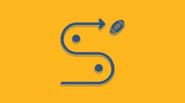 Mavi Planlama stratejisi konsepti ikonu turuncu arka planda izole edildi. Futbol ya da Amerikan futbolu kupası formasyonu ve taktiği. 4K Video hareketli grafik canlandırması.