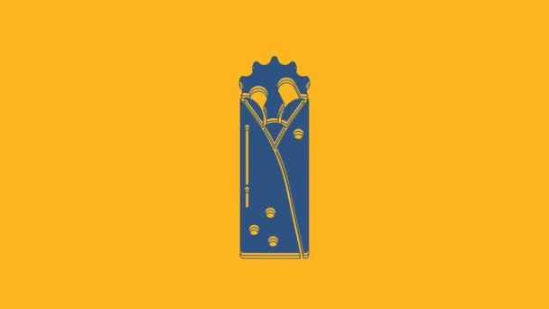 Иконка Голубого Кебаба Выделена Оранжевом Фоне Знак Шаурмы Уличное Меню — стоковое видео
