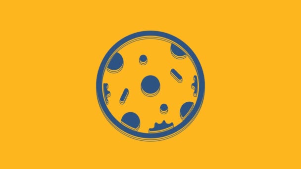 Niebieska Ikona Pizzy Pomarańczowym Tle Szybkie Menu Animacja Graficzna Ruchu — Wideo stockowe