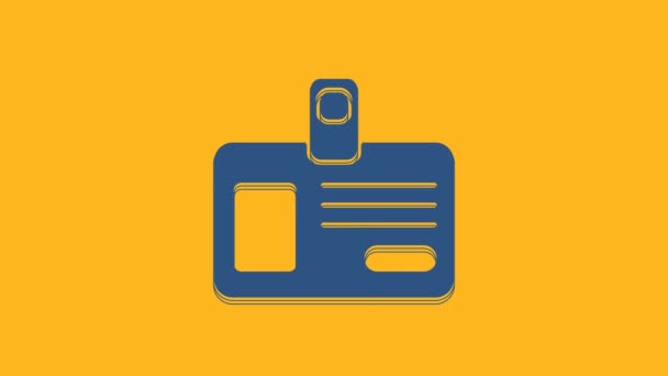 Icona Badge Identificazione Blu Isolata Sfondo Arancione Può Essere Utilizzato — Video Stock
