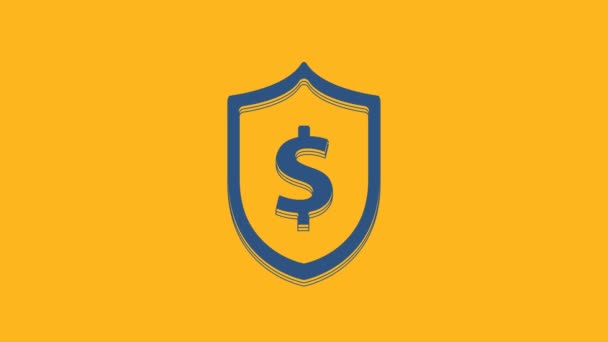Blue Shield Dollar Symbol Icon Isolated Orange Background Security Shield — 图库视频影像