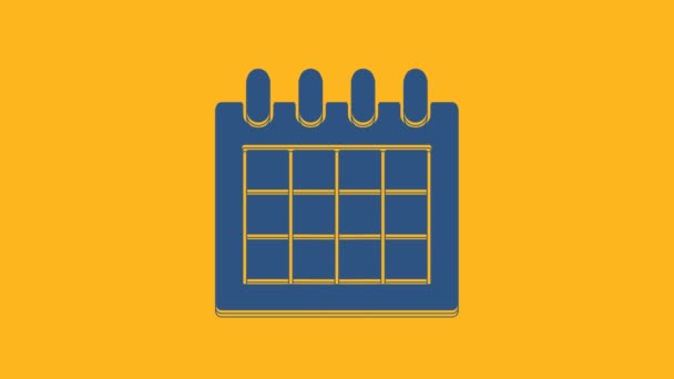 Blue Calendar Icon Isolated Orange Background Event Reminder Symbol Video — Stock video