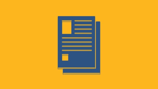 Icône Document Fichier Bleu Isolée Sur Fond Orange Icône Liste — Video
