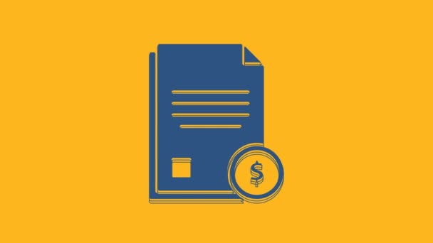 Icono Del Documento Blue Finance Aislado Sobre Fondo Naranja Documento — Vídeos de Stock