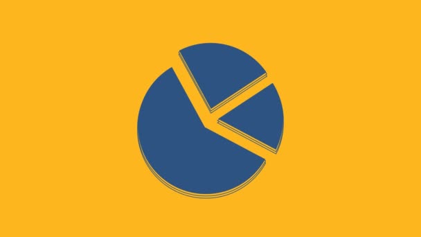 Инфографический Значок Blue Pie Диаграммы Изолирован Оранжевом Фоне Знак Диаграммы — стоковое видео