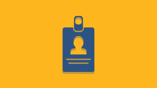 Blue Identification Badge Icon Isolated Orange Background Can Used Presentation — ストック動画