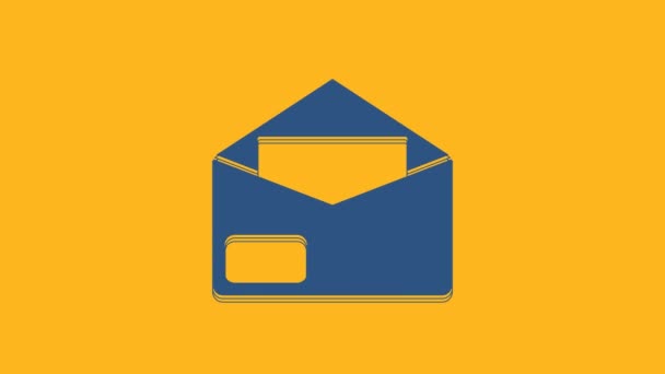 Blue Envelope Icoon Geïsoleerd Oranje Achtergrond Mailbericht Letter Symbool Video — Stockvideo