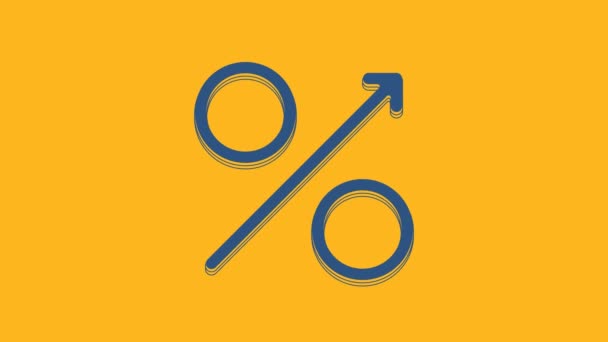 Blue Percent Arrow Icon Isolated Orange Background Increasing Percentage Sign — Vídeos de Stock