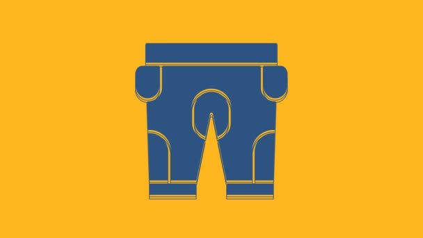 Pantalones Cortos Fútbol Americano Azul Icono Aislado Sobre Fondo Naranja — Vídeo de stock