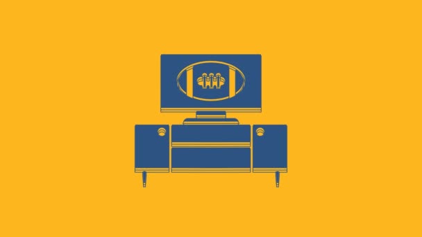 Blue American Football Sul Programma Televisivo Stand Icona Isolata Sfondo — Video Stock