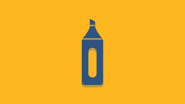 Ikona Pera Blue Marker Izolovaná Oranžovém Pozadí Grafická Animace Pohybu — Stock video