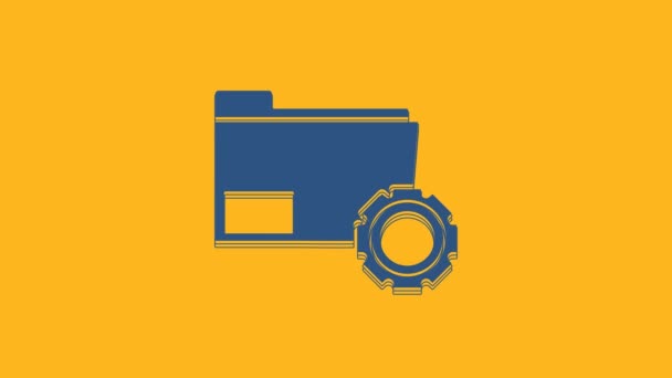 Ρυθμίσεις Μπλε Φακέλου Εικονίδιο Εργαλείων Απομονωμένο Πορτοκαλί Φόντο Ενημέρωση Λογισμικού — Αρχείο Βίντεο