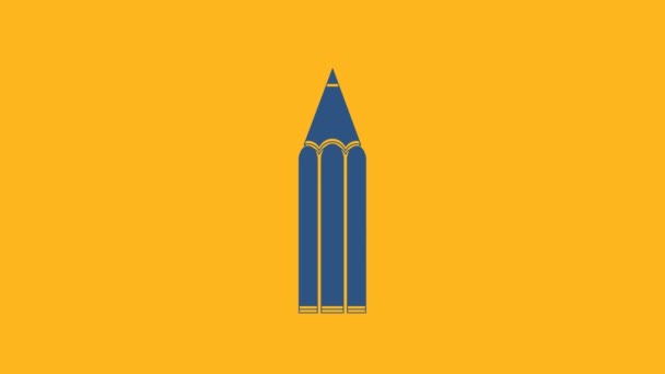 Ikona Modré Tužky Izolovaná Oranžovém Pozadí Značka Vzdělání Kreslicí Vzdělávací — Stock video