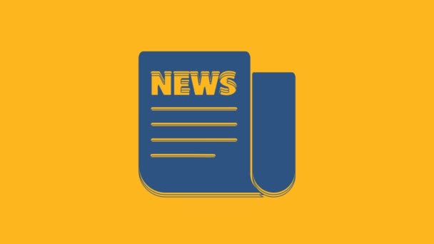 Ikona Blue News Izolovaná Oranžovém Pozadí Novinová Cedule Symbol Masmédií — Stock video