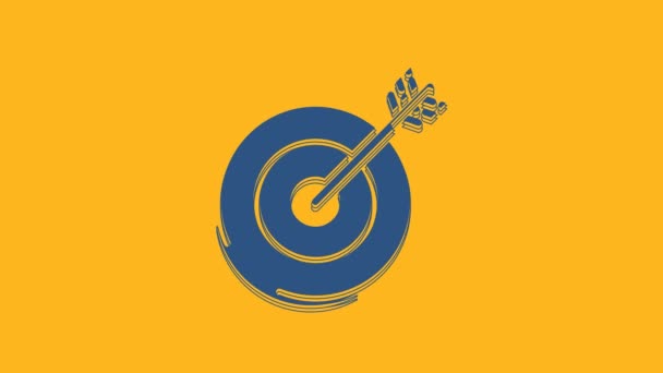 Icona Blue Target Isolata Sfondo Arancione Icona Dell Obiettivo Investimento — Video Stock
