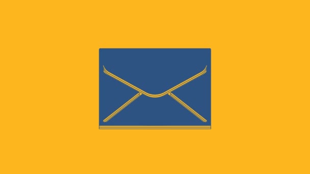 蓝色信封图标孤立在橙色背景 电子邮件信件符号 4K视频运动图形动画 — 图库视频影像