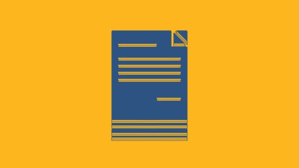 Blaues Dokument Symbol Isoliert Auf Orangefarbenem Hintergrund Datei Symbol Checklisten — Stockvideo