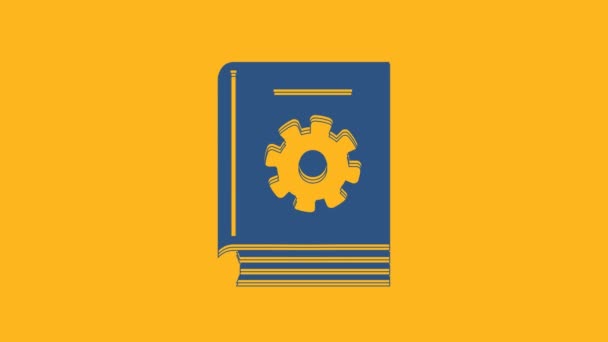 Icono Manual Usuario Azul Aislado Sobre Fondo Naranja Guía Del — Vídeos de Stock