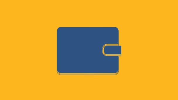 Blue Wallet Icon Isolated Orange Background Purse Icon Cash Savings — Vídeos de Stock