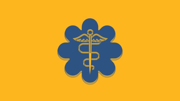 Blue Emergency Star Medical Symbol Caduceus Snake Stick Icon Isolated — Stock Video
