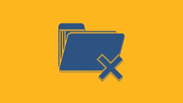 Blue Delete Folder Icon Isolated Orange Background Folder Recycle Bin — Stock Video