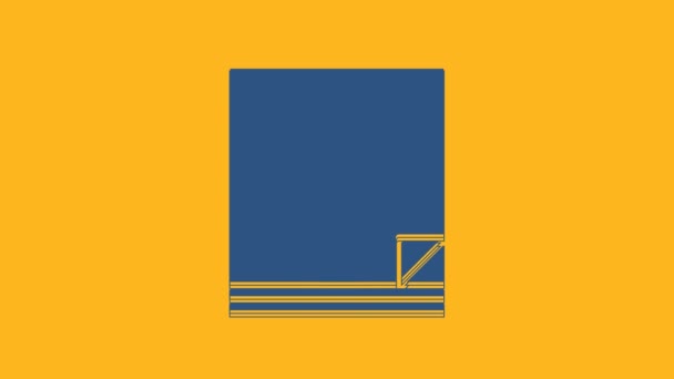 オレンジ色の背景に隔離されたBlue Fileドキュメントアイコン チェックリストのアイコン ビジネスコンセプト 4Kビデオモーショングラフィックアニメーション — ストック動画