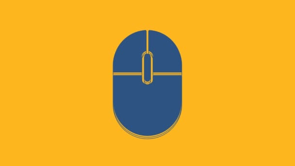 Blue Computer Mouse Icon Isolated Orange Background Optical Wheel Symbol — Video