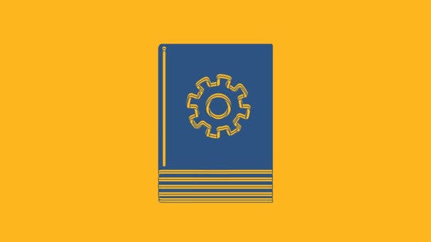 Blaues Symbol Für Bedienungsanleitung Auf Orangefarbenem Hintergrund Benutzerhandbuch Hinweisschild Lesen — Stockvideo
