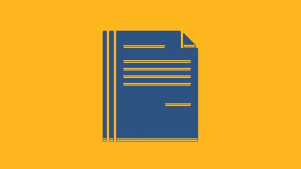 Blaues Dokument Symbol Isoliert Auf Orangefarbenem Hintergrund Checklisten Symbol Geschäftskonzept — Stockvideo