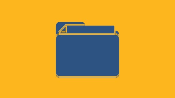 Ikona Folderu Blue Document Pomarańczowym Tle Rachunkowy Symbol Segregatora Zarządzanie — Wideo stockowe