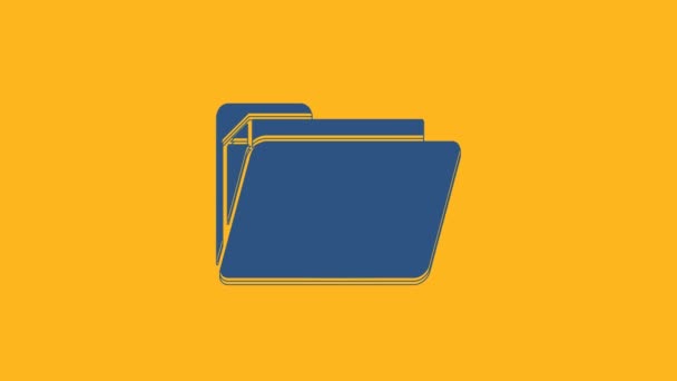 Μπλε Εικονίδιο Φακέλου Εγγράφου Απομονωμένο Πορτοκαλί Φόντο Λογιστικό Σύμβολο Συνδετικό — Αρχείο Βίντεο