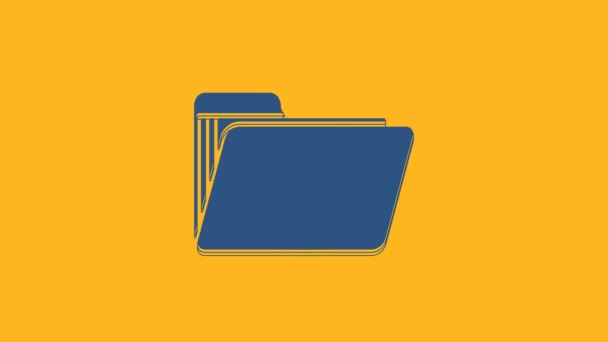 Icône Dossier Document Bleu Isolé Sur Fond Orange Symbole Classeur — Video
