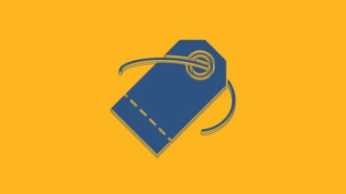 Mavi Boş etiket etiketi etiketi simgesi turuncu arkaplanda izole edilmiş. Boş alışveriş indirimi etiketi. Şablon indirimli afiş. 4K Video hareketli grafik canlandırması.