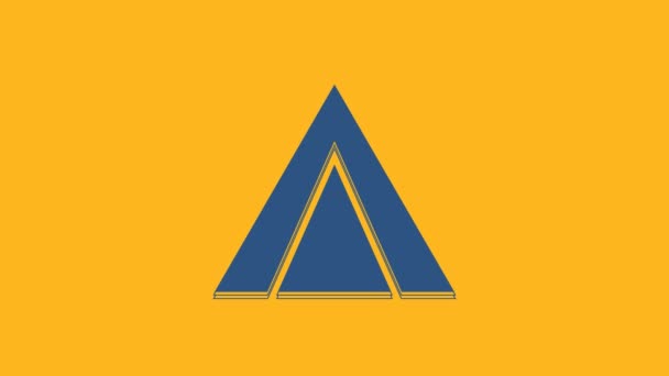 Icono Carpa Turística Azul Aislado Sobre Fondo Naranja Símbolo Camping — Vídeos de Stock
