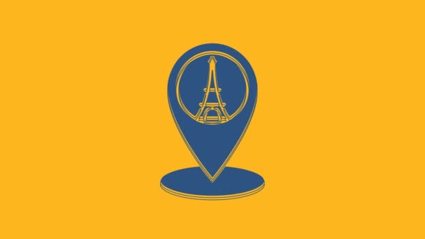 포인터와 아이콘 주황색 배경에 분리되어 있습니다 프랑스 파리의 랜드마크 비디오 — 비디오